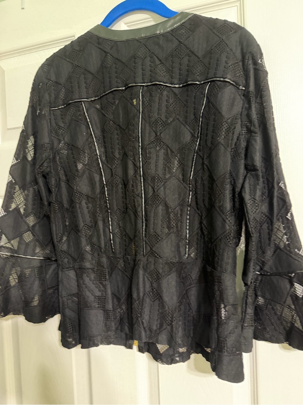 INC International Concepts Black Lace Zip-Front Blazer with Gold Hardware - Picture 4 of 5